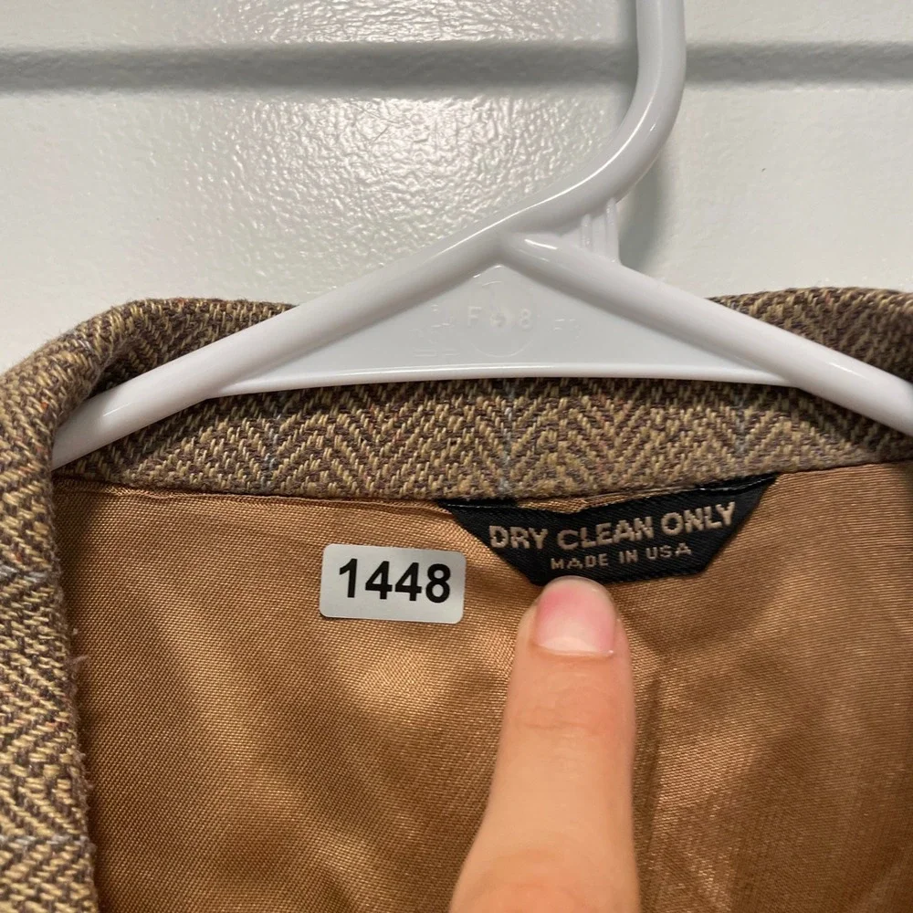 J. Press Mens Brown Herringbone 100% Pure Silk Blazer Sport Coat Made in USA